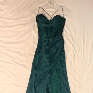 Cinderella Divine Emerald Cowl Satin Corset Gown
